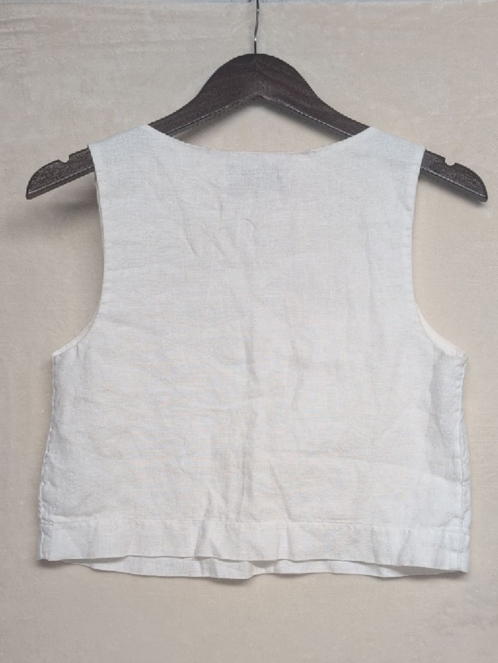 Abercrombie & Fitch White Square-Neck Linen Crop Top - Picture 3 of 3